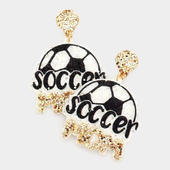 Soccer Mom Sequin Dangle Earrings - Picture 1 of 5